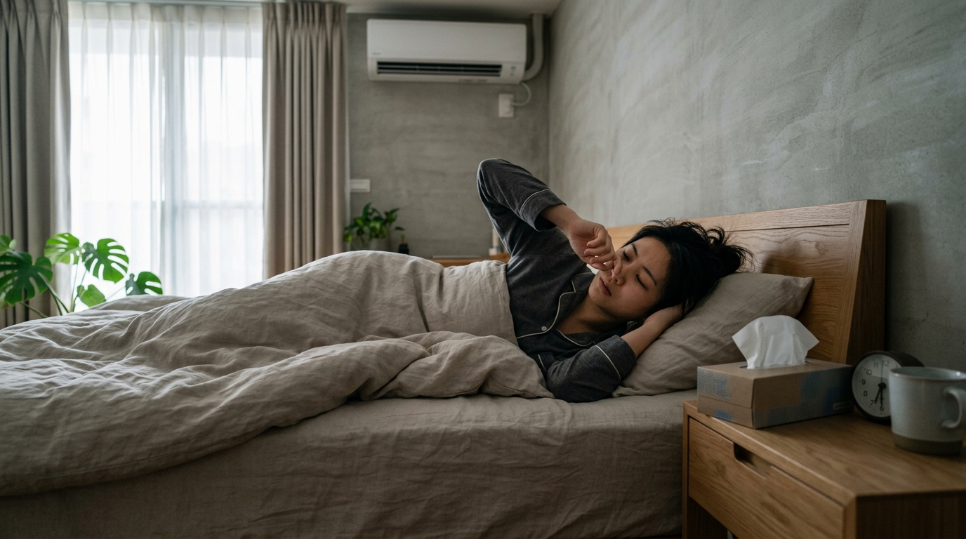 早上起床就哈啾連連、鼻子眼睛癢，是塵蟎過敏的典型表現。