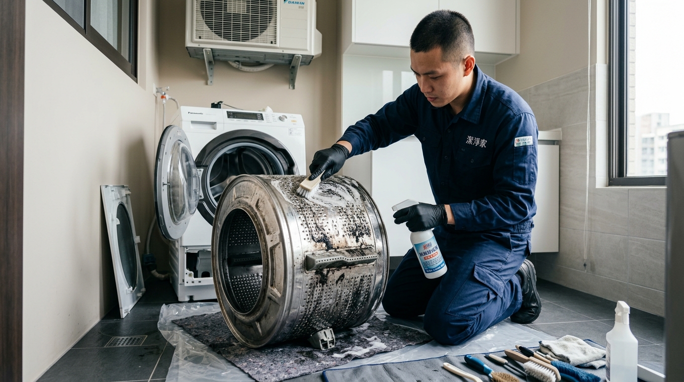 專業拆洗能將內槽完全分離，徹底清除頑強污垢，讓洗衣機恢復潔淨。